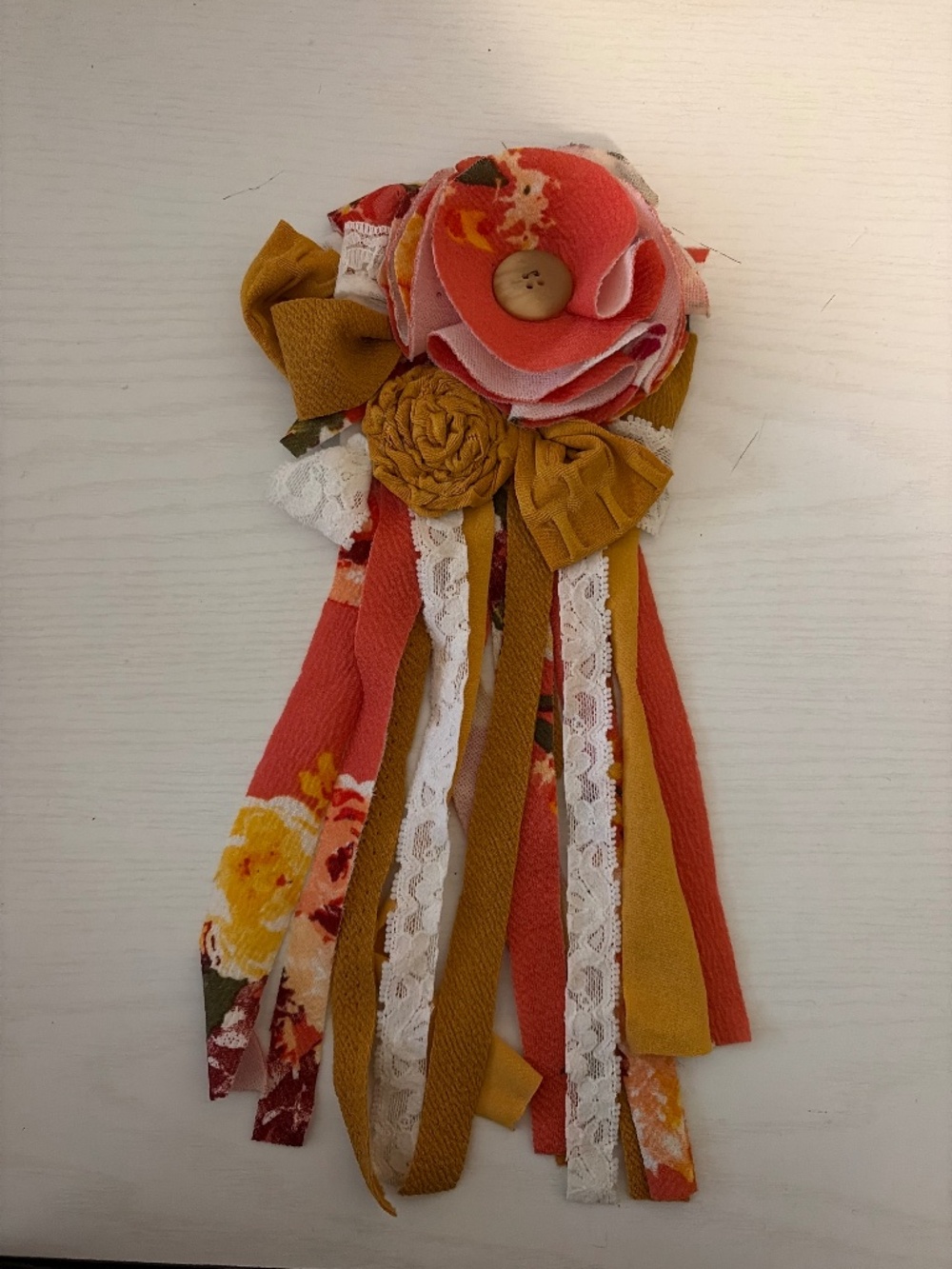 Peachy and Mustard Floral Flower Pin! - Picture 1 of 3